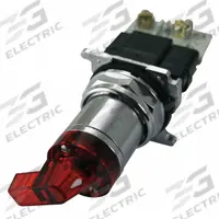 EATON Selector Switch: 30 mm Panel Mounting Size, 4 Positions, Extended Lever, 2NO/2NC, Metallic (MPN 10250ED1117-4LR). Key specifications — AC Contact Rating: 10 A @ 660 V; Action: Maintained/Maintained/Maintained/Maintained; Cam: 3; DC Contact Rating: 5 A @ 250 V; Hazardous Location Specification: Not Rated; Operator Head Material: Polymer; Operator Head Type: Long-Handled Knob; Operator Illumination: Illuminated.