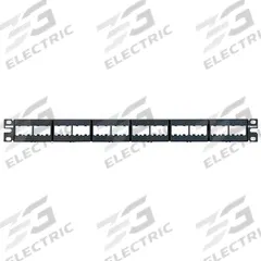 Patch Panel: 1 Rack Units, 24 Ports, Flat, Adhesive Label, Unshielded, Front Access, Unequipped (MPN CPP24WBLY). Key specifications — Brand: PANDUIT; Compatible Adapter Type: Panduit Mini-Com Modules; Material: Steel; _Access Type: Front Access; _Port Labeling: Adhesive Label; _Series: Mini-Com; _Shielded: Unshielded.