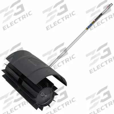 MILWAUKEE Rubber Broom: 23 1/2 in Overall Wd, 48 3/4 in Overall Lg - Milwaukee Power Head Attachments