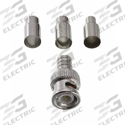 GEM BY TRIPLETT Coaxial Connector: Male, Connector, Silver, Crimp-On, RG-59/RG-6, BNC - BNC Coaxial Connectors