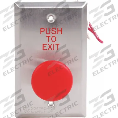 DORTRONICS Exit Push Button: 4 1/2 in Ht, 2 3/4 in Wd, Silver - Emergency Push Buttons