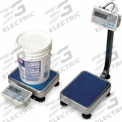 A&D WEIGHING Industrial Bench Scale: 11 7/8 in x 15 in, Not IP Rated, Column-Mounted (MPN FG-150KAM). Key specifications — Connection Ports: RS-232C; Readability: 0.01 kg/0.02 lb; Brand: A&D WEIGHING; Weighing Surface Material: Stainless Steel.