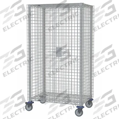 METRO Security Cart: 900 lb, 48 in L x 24 in W Self, 53 in L x 28 in W x 68 in H Overall Dim - Antimicrobial Wire Security Carts
