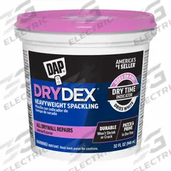 DAP Spackle: DryDex, 32 oz Container Size, Pail, White (MPN 12330). Key specifications — Color: White; Series: DryDex; Brand: DAP.