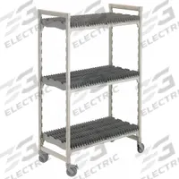 CAMBRO Drying Rack Cart: 3 Shelves, 7 Slots, 24 in Dp, 75 in Ht, 48 in Wd, 800 lb Load Capacity (MPN EACPMU244875DRPKG). Key specifications — NSF Certified: Yes; Brand: CAMBRO; Product Type: Drying Rack Cart.