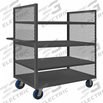 APPROVED VENDOR Stock Truck: 2,000 lb, Flush Lip, 31 in L x 67 in W x 58 in H Overall Dim. - Dual-Side-Access Mesh-Wall Stock Trucks