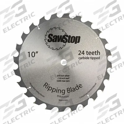 SAWSTOP Circular Saw Blade: 10 in Blade Dia., 24 Teeth, 0.12 in Cut Wd, 5/8 in Arbor Size - Wood-Cutting Blades