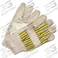 BDG Leather Gloves: XL ( 10 ), Cowhide, Premium, Glove, Full Finger, Knit Cuff, Cotton Fleece, 1 PR (MPN 40-1-1511KW). Key specifications — Brand: BDG; Glove Back Color: Beige/Yellow; Glove Back Material: Cotton Canvas; Glove Liner Material: Cotton Fleece; Oil Resistant: No; Reflective Backing: No; Includes Double Palm: No; Palm Color: Beige.