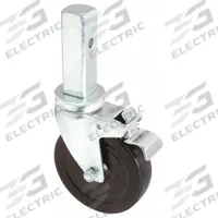 APPROVED VENDOR Stem Caster: Swivel, 5 in Wheel Dia., 1 1/4 in Wheel Wd, Rubber, 1 1/4 in Stem Dia. (MPN 20TM40). Key specifications — Wheel Bearing Type: Plain; Brand: APPROVED VENDOR; Roll Up: Swivel with Total Lock.