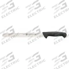 ZWILLING J.A. HENCKELS Knife: Straight, 9 1/2 in Overall Lg, Stainless Steel Blade, Black Handle (MPN 32212-254). Key specifications — Sub-brand: Twin Master; Brand: ZWILLING J.A. HENCKELS; Blade Material: Stainless Steel; Blade Type: Straight; Edge Style: Fine Edge; Forged/Stamped: Stamped; Handle Color: Black; Handle Material: Polypropylene.