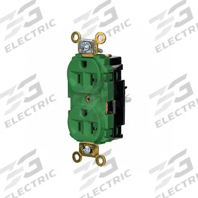 HUBBELL Receptacle: Duplex, 5-20, Green, 125V AC, 20 A, 2 Pole / 3 Wire (MPN HBL5362STGN) - General Purpose Receptacles
