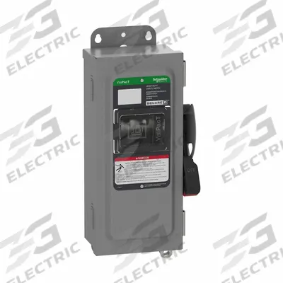 SCHNEIDER Safety Switch: Fusible, 30 A, Three Phase, 240V AC, Galvanized Steel - Fusible Safety Switches