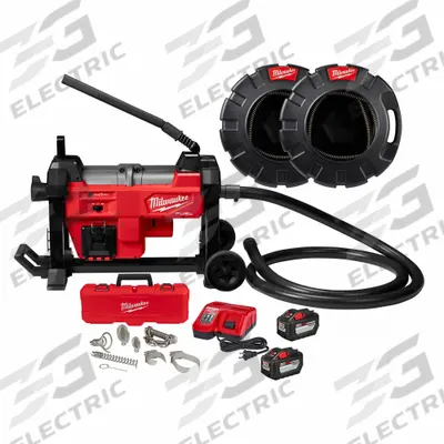 MILWAUKEE Drain Gun Kit: Cordless, M18, 8 in Max. Pipe Dia., 7 Sections - Milwaukee Cordless Sectional Machines