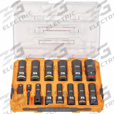 KLEIN TOOLS: 1/2 in Drive Size, Small Set (0-50 pieces) Set Size, 14 Pieces - Flip Socket Sets