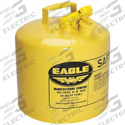 EAGLE Type I Safety Can: For Use With Diesel, 5 gal Capacity, Powder Coated Steel - Diesel Safety Cans