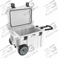 PELICAN Marine Chest Cooler: White, 36 Cans, 45 qt Cooler Capacity, 10 day Ice Retention (MPN 45QW WH). Key specifications — Brand: PELICAN; Drain Plug: Included; Wheels Included (FILTER): Yes.