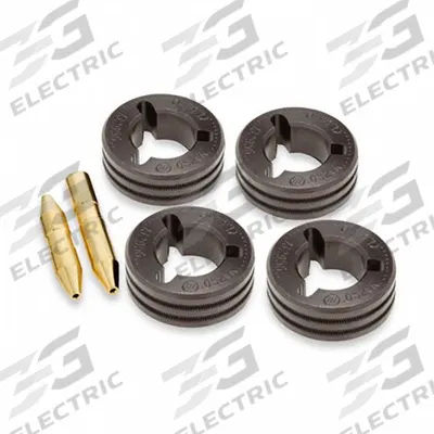 MILLER ELECTRIC Drive Roll Kit & Inlet/Intermediate Guide Kit: 4-Roll, 0.052 in, V-Knurl - 4-Roll Kits with Inlet & Intermediate Guides for Miller