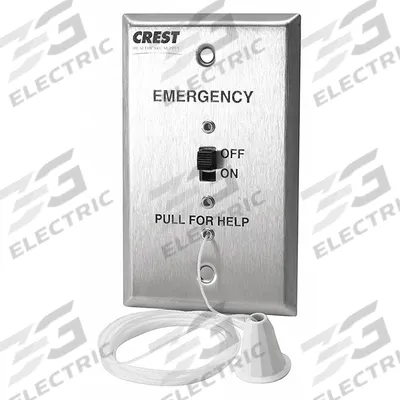 CREST HEALTHCARE SUPPLY Pullcord Bed Station: 2 3/4 in Overall Wd, 24V DC - Call Stations