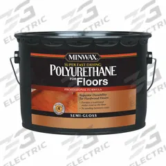 MINWAX Finish: Varnish, Interior, Oil, 2.5 gal Container Size, Wood, Semi-Gloss, Clear, Clear (MPN 130310000). Key specifications — Brand: MINWAX; Transparency: Clear; Use Location: Interior; Sheen: Semi-Gloss; Sub-Brand: Minwax; Color: Clear; Resin Type: Polyurethane.