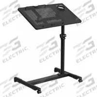 FLASH FURNITURE Adjustable-Height Computer Stand: 36 1/2 in Max Desktop Ht, 22 in Min Desktop Ht (MPN NAN-JG-06B-BK-GG). Key specifications — Caster/Glide Type: (2) Locking; Brand: FLASH FURNITURE; Frame Color: Black; Desktop Color: Black; Adjustment Mechanism: Manual; Frame Material: Metal; Desktop Material: Laminate; Standards: ANSI/BIFMA.