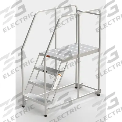 EGA Mobile Work Platform: 3.3 ft Platform Ht - Max, 24 in x 42 in, Aluminum - Lightweight Tilt-&-Move Rolling Single-Access Platforms