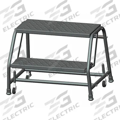 BALLYMORE Step Stool: 1.6 ft Overall Ht, 450 lb Load Cap, 2 Steps, Steel - Rolling Step Stools