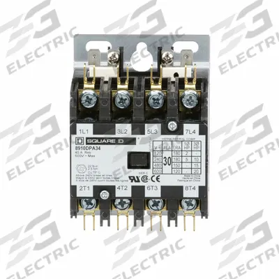 SQUARE D Definite Purpose Magnetic Contactor: 4 Poles, 277V AC, 30 A - Non-Reversing Definite Purpose Contactors