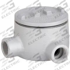 Conduit Outlet Body: Aluminum, GR, 1/2 in Trade Size, L Body, 18 cu in Body Capacity (MPN GRL50-A). Key specifications — Series: For Standard Body; Compatible Conduit Trade Size: 1/2 in; Thread Gender: Female; Hub Style: Threaded; Cover Included: Yes; Body Style: L; Connection Type: Threaded; Back Type: Round.