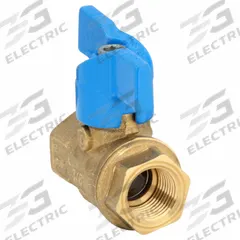 JOMAR VALVE Manual Two-Way Ball Valve: 3/8 in, Brass, Straight, FIP x FIP, Std Port Ball Port (MPN 101-402). Key specifications — Brand: JOMAR VALVE; Handle: Locking Tee.