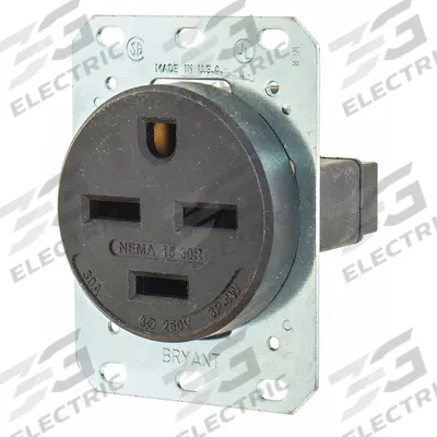 BRYANT Receptacle: Single, 15-30, Black, 250V AC, 30 A, 3 Pole / 4 Wire (MPN 8430FR) - General Purpose Receptacles