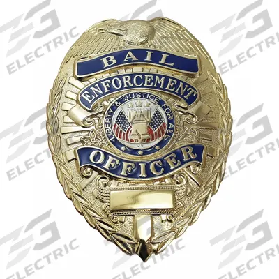 HEROS PRIDE Metal Badge: Bail Enforcement Officer - Oval, 2 1/4 in x 3 1/8 in, Gold - Metallic Badges