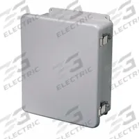 WIEGMANN Enclosure: Fiberglass, 9 in x 7 in x 4 in, NEMA 1, Solid Cover, Hinged (MPN HW-J100804FCHQR). Key specifications — Brand: WIEGMANN; Closure Method: Padlock Hasp; Knockouts: Not Included.