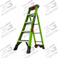 LITTLE GIANT Combination Ladder: 3 Configurations, Fiberglass, 375 lb Load Capacity, 24 lb Wt (MPN 13905-071). Key specifications — Brand: LITTLE GIANT; Included Features: Rotating Wall Pad.