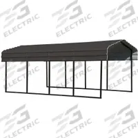 ARROW Carport: 20 ft Overall Lg, 10 ft Overall Wd, 7 ft Overall Ht, Powder Coated, Galvanized Steel (MPN CPHC102007). Key specifications — Brand: ARROW; Frame Color: Black; Includes: Frame; Leg Adjustability: Fixed Legs; Panel Color: Charcoal; Panel Material: Galvanized Steel.