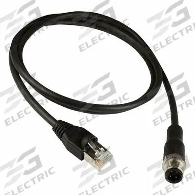 FINECABLES Patch Cord: Cat5e, M12 Male Straight x RJ45 Male Straight, 5 m Lg, PUR - M12 Connector to RJ45 Connector Cordsets
