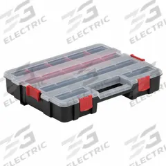 WEATHER GUARD Parts Case: Tool Box, Plastic, 11 19/32 in Overall Lg, 14 in Overall Wd, Van Shelving (MPN 9961-9-01). Key specifications — Color: Black; Includes: Dividers; Product Type: Tool Box; Compatible Product Type: Van Shelving; Material: Plastic; Brand: WEATHER GUARD.