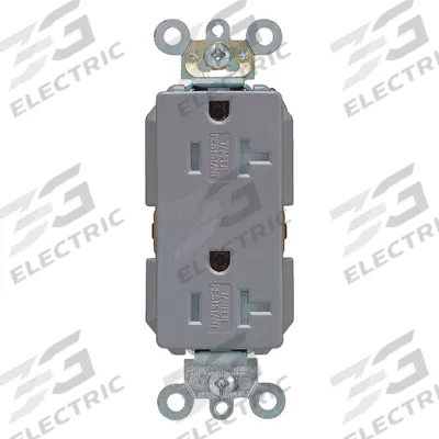 LEVITON Receptacle: Decorator Duplex, 5-20, Gray, 125V AC, 20 A, 2 Pole / 3 Wire (MPN TDR20-GY) - General Purpose Receptacles