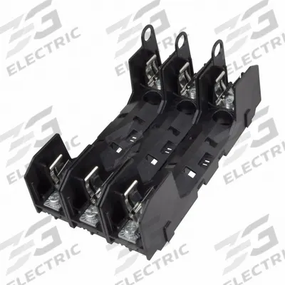 BUSSMANN Fuse Block: Open Block Design, 3 Pole, 600 V AC, Pressure Plate - Fuse Blocks for UL Class H & K Fuses