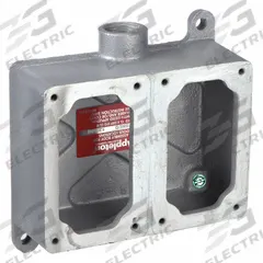 APPLETON ELECTRIC Mounting Body: 2 Gangs, Iron, 3/4 in Hub Size, Dead End, 6 1/8 in Overall Ht (MPN EFD275-NL-Q). Key specifications — Brand: APPLETON ELECTRIC; Hub Type: Dead End.