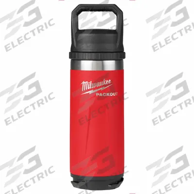 MILWAUKEE Insulated Bottle: 18 oz Capacity, Red, Metal, 10 3/8 in Overall Ht - Insulated Stainless Steel Water Bottles