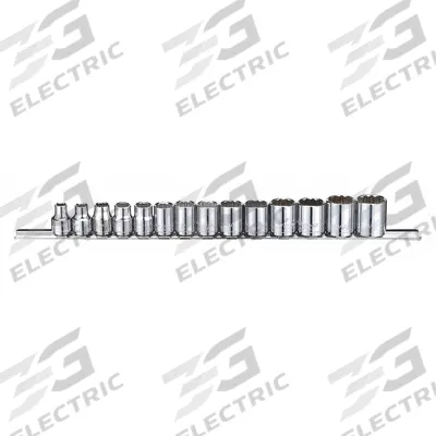 WESTWARD Socket Set: 3/8 in Drive, 14 Piece, 12-Point, Metric - SAE & Metric Socket Sets