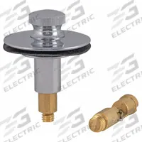 APPROVED VENDOR Drain Stopper: Brass, Chrome-Plated, Lift and Turn, 1 1/2 in Fits Drain Size (MPN 35255). Key specifications — Color: Silver; Material: Brass.