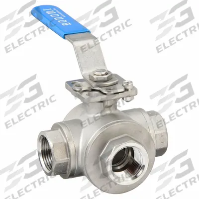 BONOMI Manual Three-Way Ball Valve: 1 in, CF8M Stainless Steel, T Flow - T-Port Stainless Steel Ball Valves