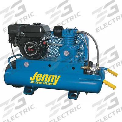 JENNY Portable Gas Air Compressor: 1 Stage, 6.5 hp Engine, Honda, 11.6 cfm @ 90 psi - Wheeled Portable Engine Driven Air Compressors