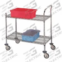 APPROVED VENDOR Wire Shelf Utility Cart: 500 lb, 2 Shelf, 36 in L x 18 in W x 37 in H Dim, Silver (MPN U2-1836C-RP). Key specifications — Shelf Orientation: Flat; Caster/Wheel Configuration: (4) Swivel; Finish: Chrome; Brand: APPROVED VENDOR.