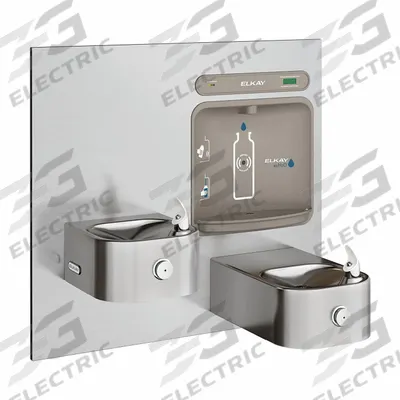 ELKAY Bi-Level Drinking Fountain with Bottle Filler: On-Wall, Non-Refrigerated - In-Wall Two-Level Drinking Fountains with Bottle Fillers