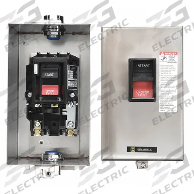 SQUARE D Manual Motor Starter: Non-Reversing, 2 Poles, 27 A, NEMA Size M-1 - Enclosed Non-Reversing Starters with Thermal Overloads