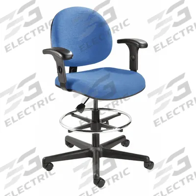 BEVCO Drafting Chair: Lexington, Blue, Fabric Material, Adj Arms Arm, 18 in Seat Wd - Adjustable-Arm Drafting Chairs