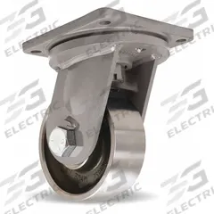 HAMILTON Plate Caster: Swivel, Face Brake, Steel, 8 in Wheel Dia, 3 in Wheel Wd, 11 in Mounting Ht (MPN S-MD-83FST-4SL-HCB). Key specifications — Wheel Bearing Type: Roller; Wheel/Tread Color: Silver; Brand: HAMILTON; Caster Type: Swivel with Brake.