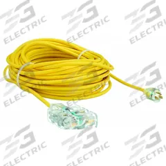 APPROVED VENDOR Extension Cord: Outdoor Use, 100 ft Lg, 6 Outlets, 5-15P, 12/3, SJTOW, Yellow, Block (MPN 4GAD8). Key specifications — Brand: APPROVED VENDOR; Temperature Rating: -58° to 194°F; NEMA Plug Configuration: 5-15P.